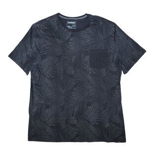 Express Stretch Moisture Wicking Black Palm Print Men's T-Shirt tropical XL